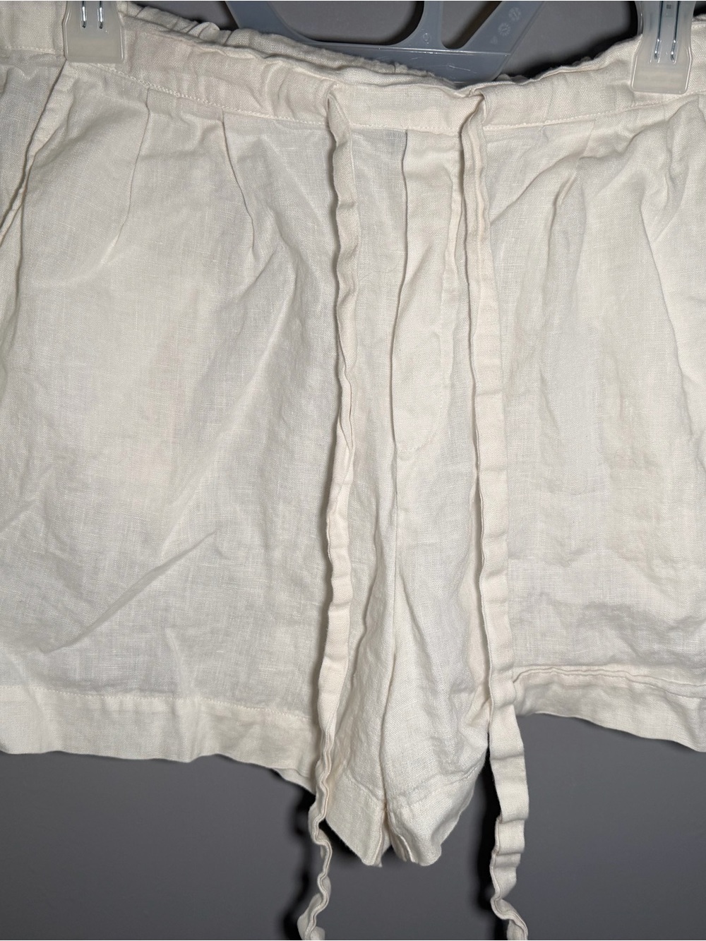 100% Linen Drawstring Women's Shorts - Cream